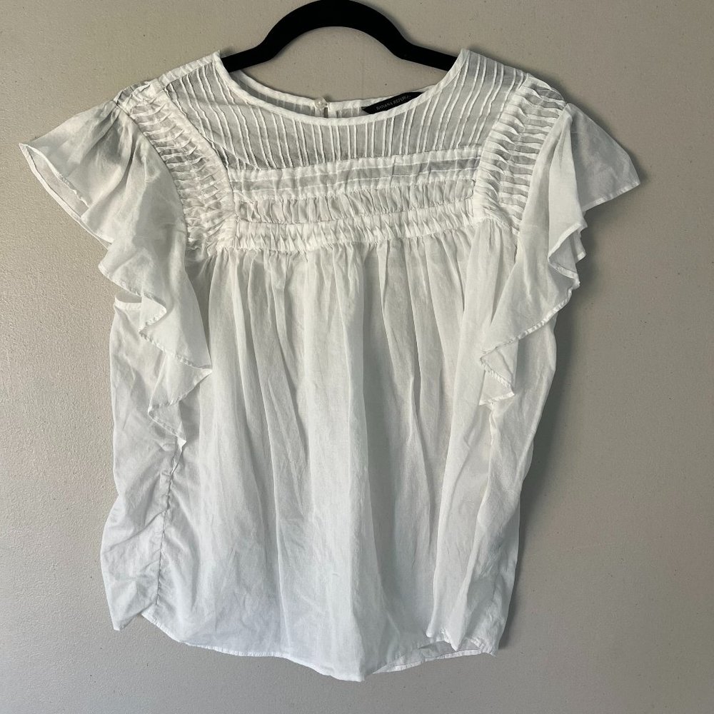 Banana Republic Pintuck Ruffle-Sleeve Top